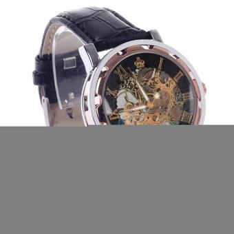 ORKINA KC023 Double-Sided Hollow Automatic Mechanical Men's Wrist Watch - Black + Silver + Coppery (Intl)  