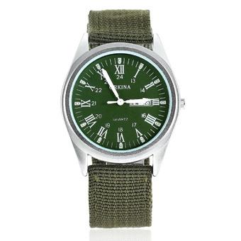 ORKINA P1012 Men's Military Style Double Calendar Watches w/ Luminous Pointer/Roman Dial - Army Green  