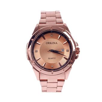 ORKINA W001 Fashionable Men's Quartz Wrist Watch w/ Simple Calendar - Rose Golden  
