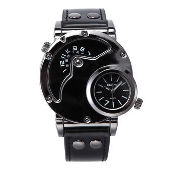 OULM Military Dual Time Leather Band Mens Quartz water proof Wrist Watch HP9591b_Black (Intl)  