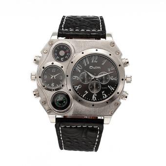 OULM Waterproof Watch Men's Dual Time Display Quartz Wrist Watches - Black (Intl)  