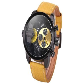 OULM Women's Yellow Leather Strap Watch  