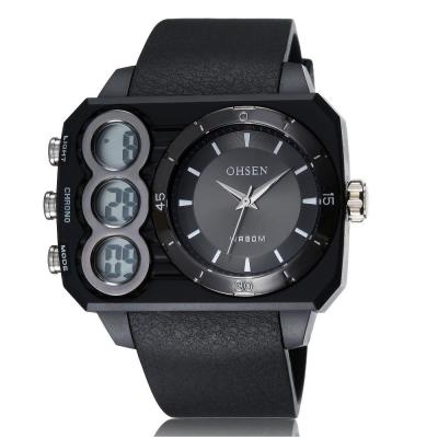 Ohsen Oversized Waterproof Quartz Digital Sport Watch - AD1503-1 - Black/Silver