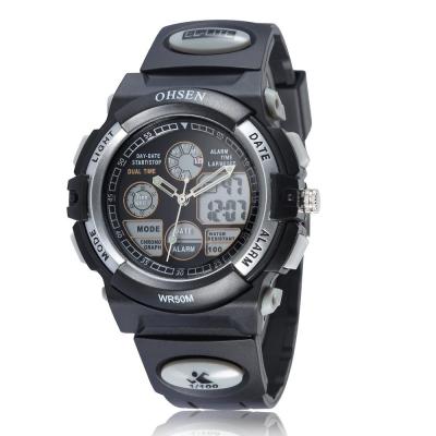 Ohsen Waterproof Quartz Digital Sport Watch - AD1501-1 - Black/Silver