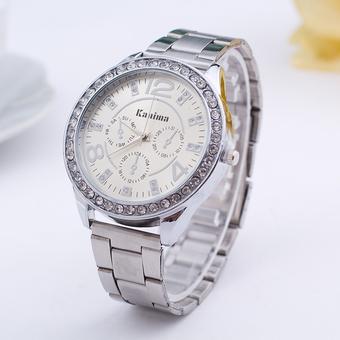 Okdeals Bling Stainless Steel Quartz Rhinestone Crystal Wrist Watch Silver (Intl)  