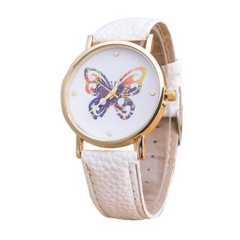 Okdeals Fashion Geneva Luxury Lady Watches Butterfly Leather Quartz Wrist Watch White (Intl)  