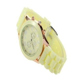 Okdeals Jelly Gel Analog Quartz Silicone Wrist Watch (Beige)  