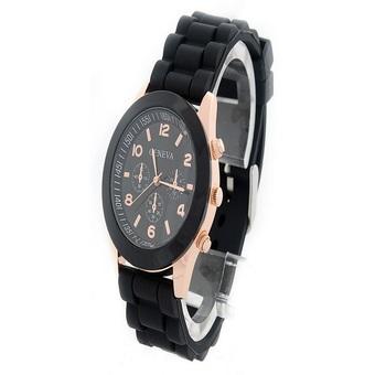 Okdeals Jelly Gel Analog Quartz Silicone Wrist Watch (Black)  