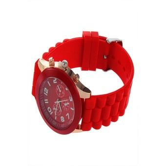 Okdeals Jelly Gel Analog Quartz Silicone Wrist Watch Red  