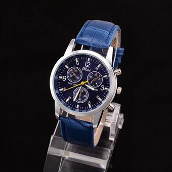 Okdeals Mens Business Crocodile Faux Leather Analog Watches Blue  