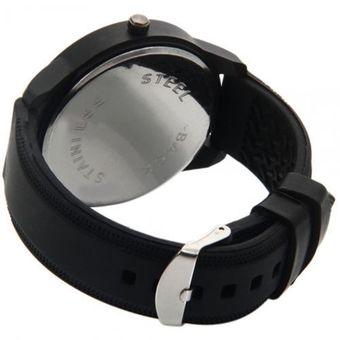 Okdeals Mens Stainless Steel Sport Analog Quartz Wrist Watch Black  