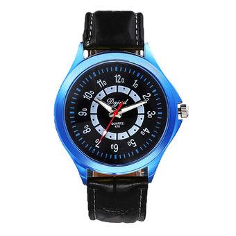 Okdeals Mens Womens New Popular Geneva Faux Leather Band Strap Analog Quartz Wrist Watch Blue (Intl)  