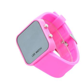 Okdeals Mirror Face LED Date Sport Rubber Digital WristWatch Pink (Intl)  
