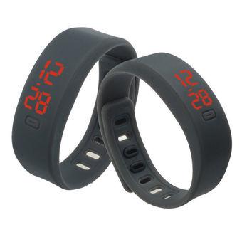 Okdeals Rubber Red LED Date Sports Bracelet Digital Watch Black (Intl)  