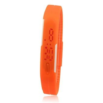 Okdeals Rubber Red LED Waterproof Sport Bracelet Digital Wristwatch Orange (Intl)  