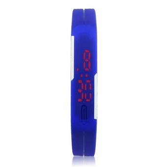 Okdeals Rubber Red LED Waterproof Sport Bracelet Digital Wristwatch Dark Blue (Intl)  