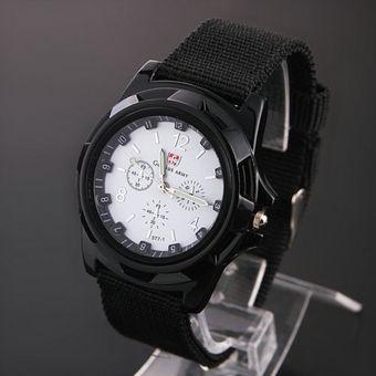 Okdeals Solider Military Canvas Belt Luminous Quartz Wrist Watch White (Intl)  
