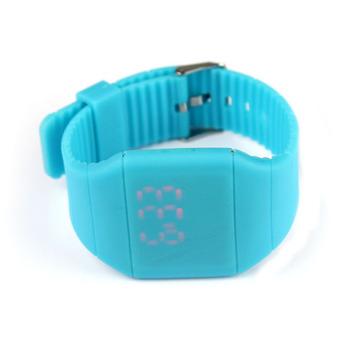 Okdeals Touch Screen LED Digital Wristwatch With Gum Silicone Lake Blue (Intl)  