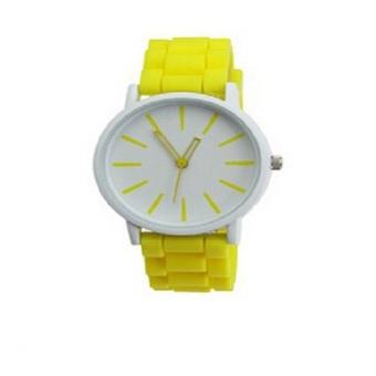 Okdeals Unisex Geneva Silicone Jelly Gel Quartz Analog Sports Unique Wrist Watch Yellow (Intl)  