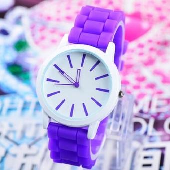 Okdeals Unisex Geneva Silicone Jelly Gel Quartz Analog Sports Unique Wrist Watch Purple (Intl)  