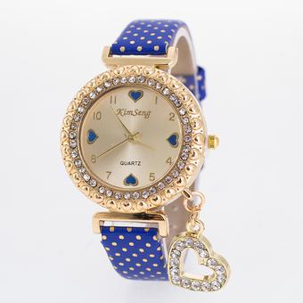 Okdeals Women Bracelet Smooth Band Crystal Dial Quartz Analog Wrist Watch Blue (Intl)  