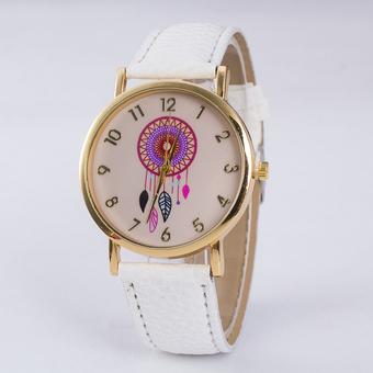 Okdeals Women Colorful Favored Dreamcatcher Faux Leather Wristwatch White (Intl)  