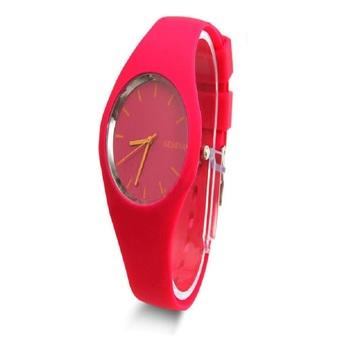 Okdeals Womens Silicone Band Dial Quartz Analog Wrist Watch Hot Pink  