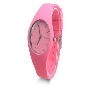 Okdeals Womens Silicone Band Dial Quartz Analog Wrist Watch Pink  