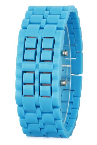 Olen Women's Light Blue Plastic Strap Watch  