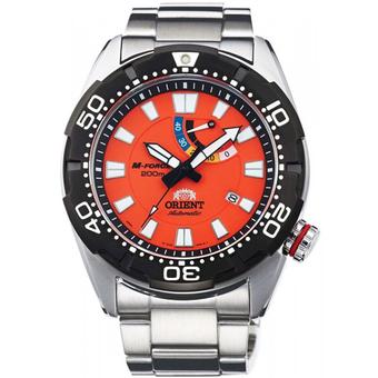 Orient M-Force - Jam Tangan Pria - Silver/Orange - Strap Stainless Steel - SEL0A003M  