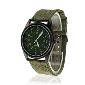 Orkina Military Dark Green Color Dial Quartz Nylon Canvas Strap Fashion Wrist Watch ORK-077 Black  