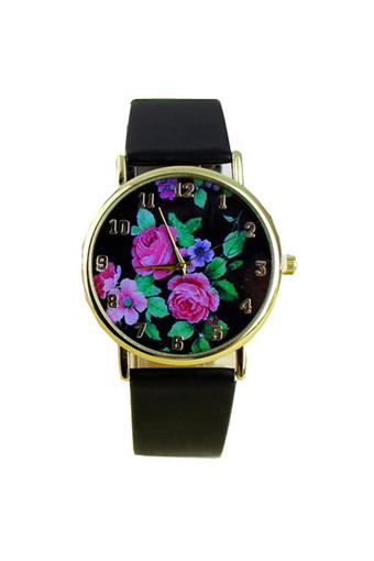 Ormano Fashion - Jam Tangan Wanita - Hitam - Faux Leather - Classic Rose Watch  
