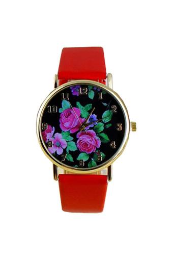 Ormano Fashion - Jam Tangan Wanita - Merah - Faux Leather - Classic Rose Watch  