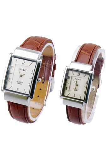 Ormano - Jam Tangan Couple - Coklat - Faux Leather - NC Classic Watch  