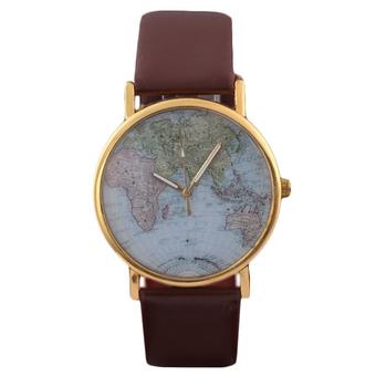Ormano - Jam Tangan Unisex - Cokelat - Strap Leather - Simple Globe Watch  
