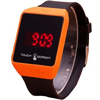 Ormano - Jam Tangan Unisex - Strap Karet - Hitam Orange - LED Touch Digital Watch  