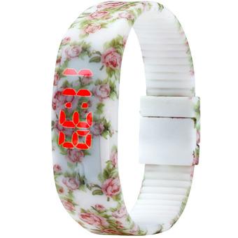 Ormano - Jam Tangan Wanita - Multicolor - Strap Rubber - LED Ladies Rose Flower Watch  