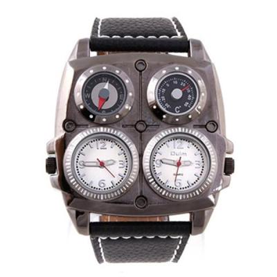 Oulm 1140 Multifunction Watch Jam Tangan Pria Strap Leather - Black