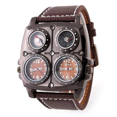 Oulm 1140 Multifunction Watch Jam Tangan Pria Strap Leather - Brown