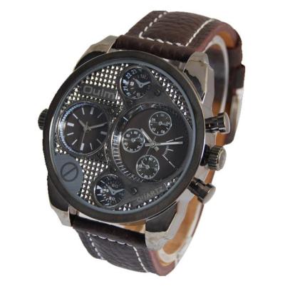 Oulm 9316 Dual Time Watch Jam Tangan Pria Strap Leather - Cokelat