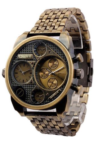 Oulm HT9316 Mens Antique Alloy Wrist Watch (Gold/Silver)  
