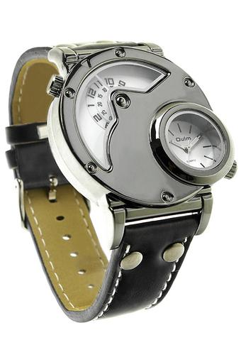 Oulm Leather Analog Sports Wrist Watch HP9591 Black  