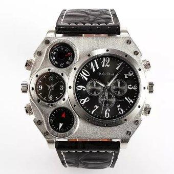 Oulm Men Dual Movement Sports military Watch Compass Thermometer decoration dial big size Black - Intl  