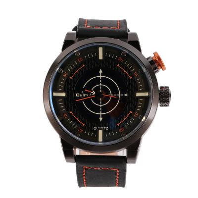 Oulm Men Round Dial Dual-Movement LED Sport Military Analog Digital Quartz Watch - Orange