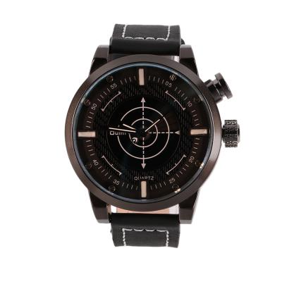 Oulm Men Round Dial Dual-Movement LED Sport Military Analog Digital Quartz Watch - White