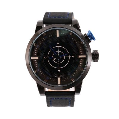 Oulm Men Round Dial Dual-Movement LED Sport Military Analog Digital Quartz Watch - Blue