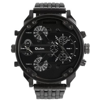 Oulm Men's 2 Movement Big Dial Stainless Steel Strap Sports Wrist Watch 3548 - Black