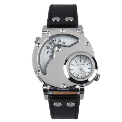 Oulm Men's Military Army Dual Dials Movements PU Leather Sports Wrist Watch - White