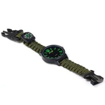 Outdoor 5 in 1 Travel Watch with Fire Starter Paracord Compass Whistle Rescue Bracelet(INTL)  