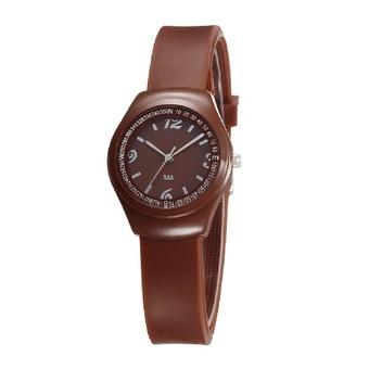 Outdoor Lady Colorful Silicone Sports Watch Female Quartz Clock Watches Brown (Intl)  